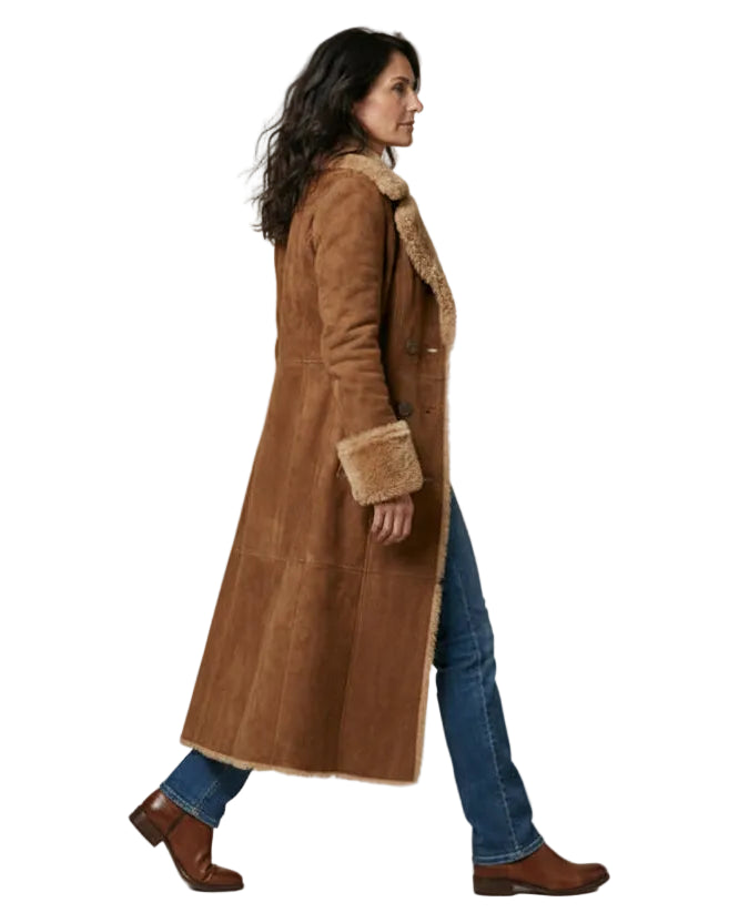 Isabella | Abrigo largo vintage con piel sintética