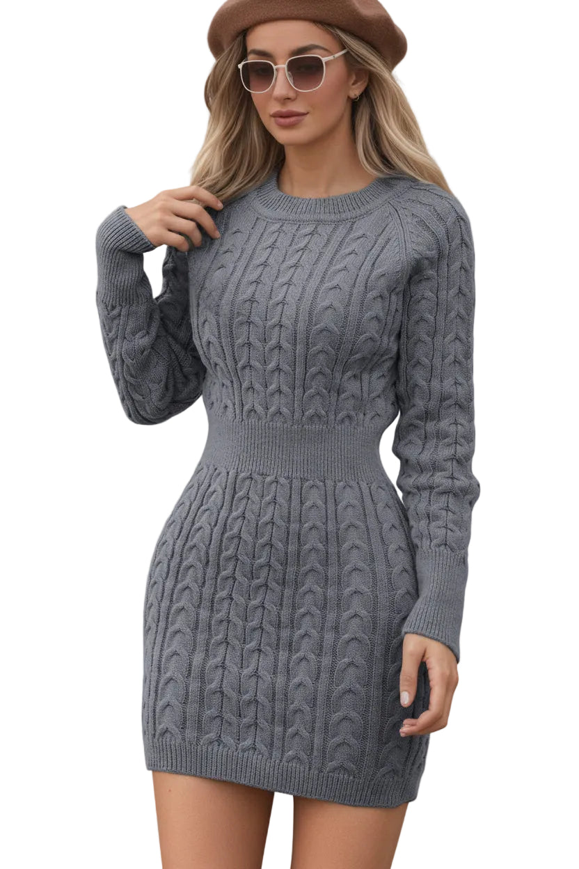 Jersey de punto trenzado con cuello redondo