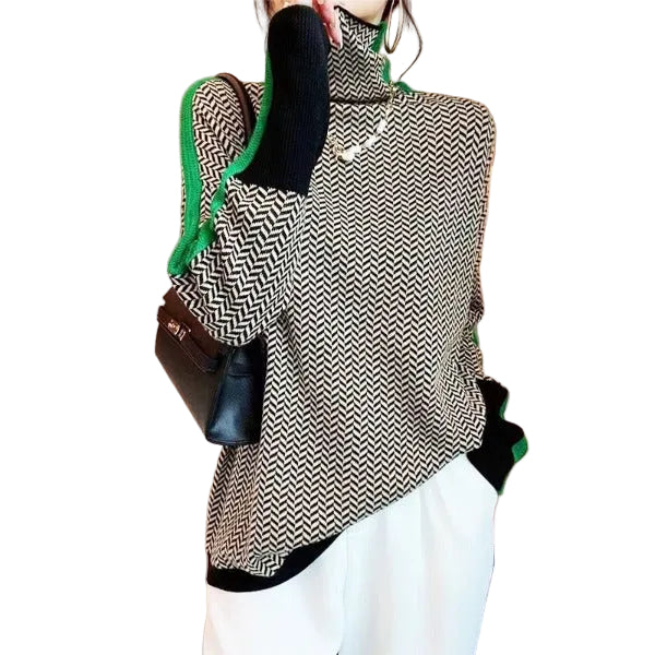 Lucía | Jersey de cuello alto con rayas en contraste