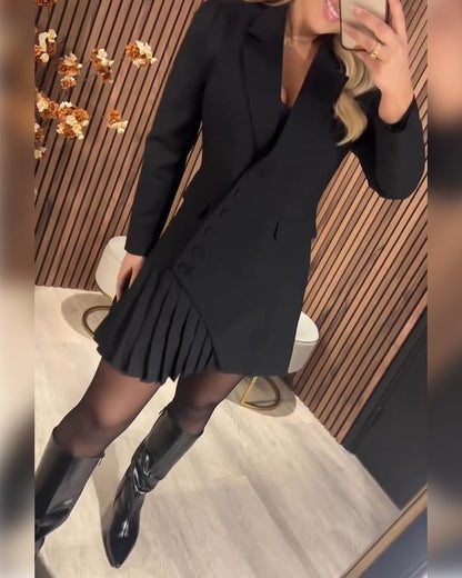 Vestido Liso de Solapa y Estilo Sastre