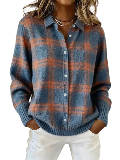 Sofía | Suéter Retro de Cuadros con Contraste Casual