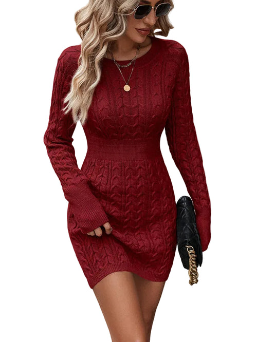 Jersey de punto trenzado con cuello redondo