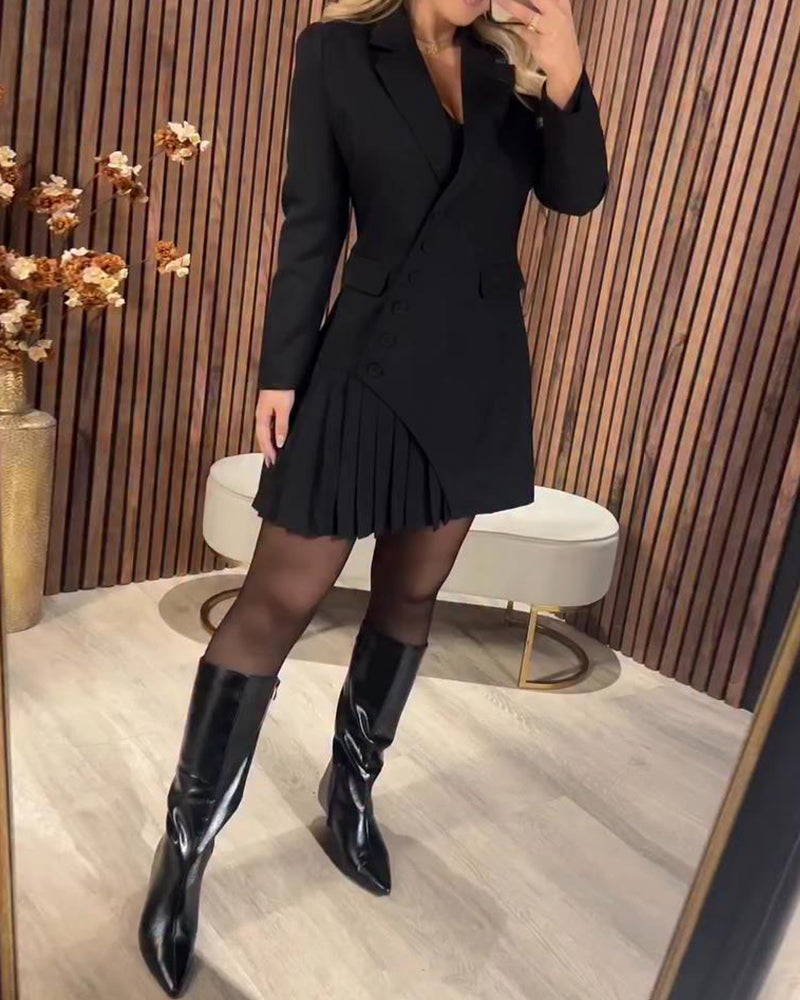 Vestido Liso de Solapa y Estilo Sastre