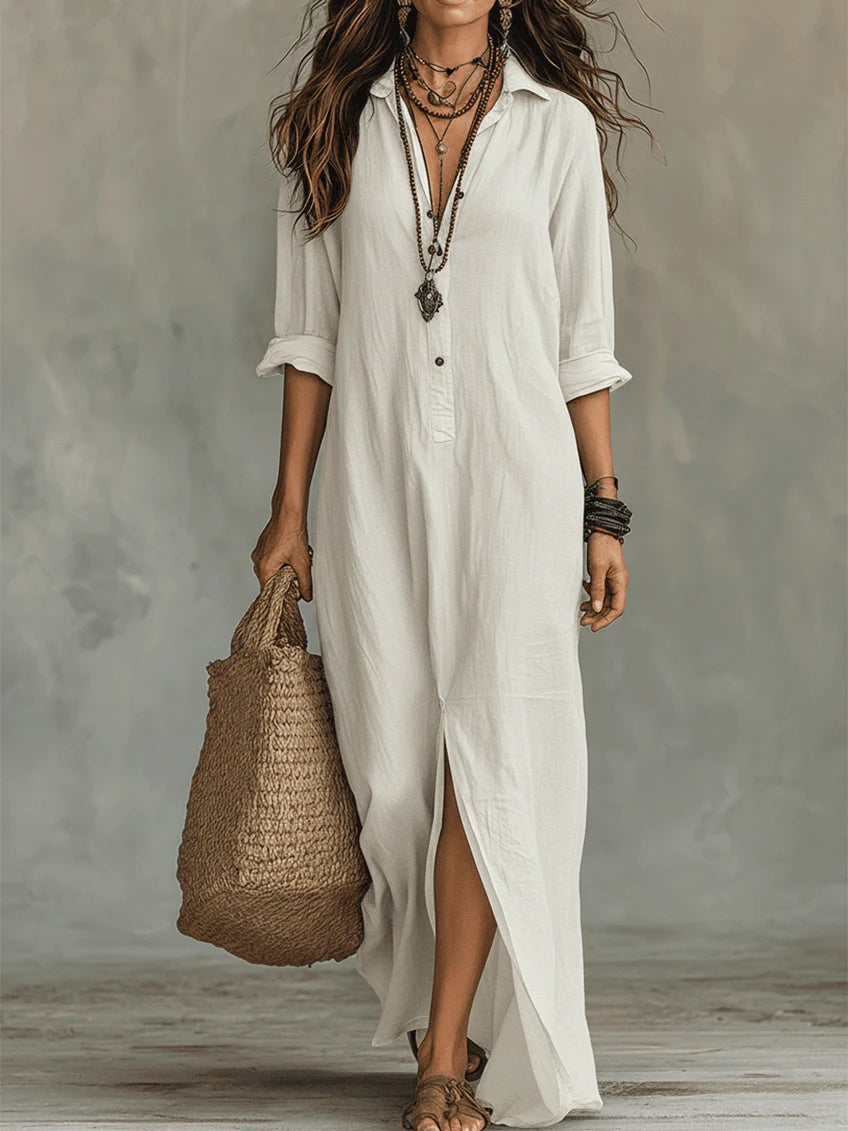 Soline | Vestido largo negro con botones