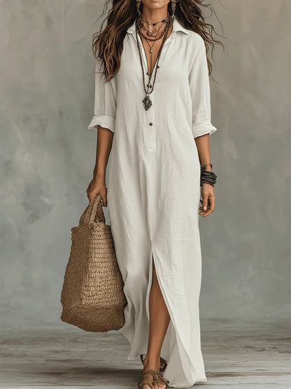 Soline | Vestido largo negro con botones