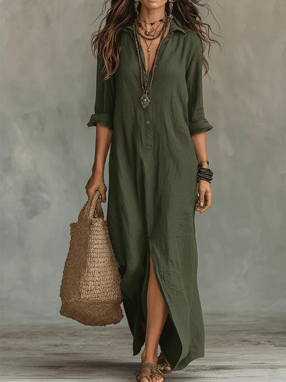 Soline | Vestido largo negro con botones