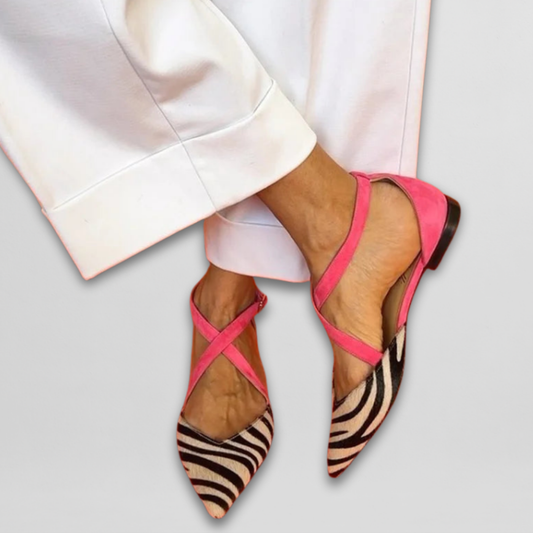 Bailarinas De Verano Con Tacón Bajo Y Estampado Cebra