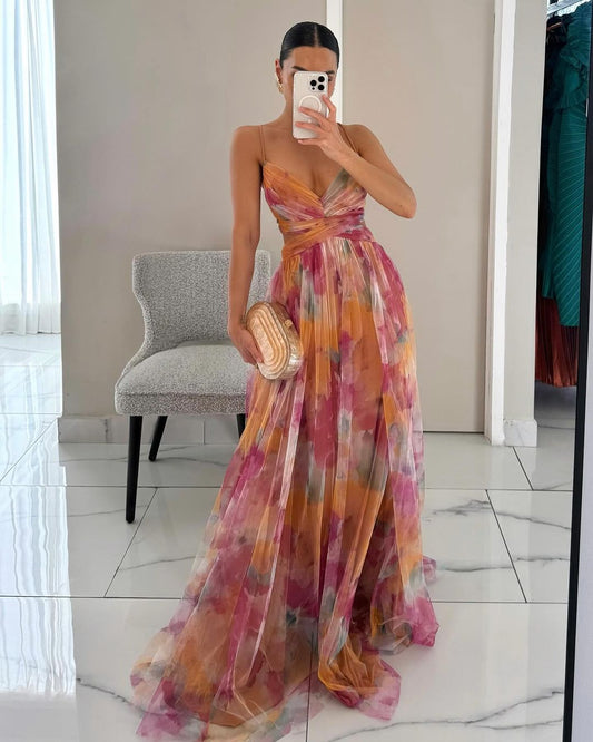 Giselle - Encantador Maxi Vestido con Estampado Floral