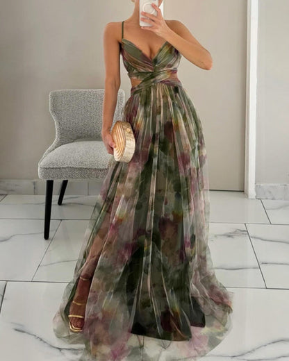 Giselle - Encantador Maxi Vestido con Estampado Floral