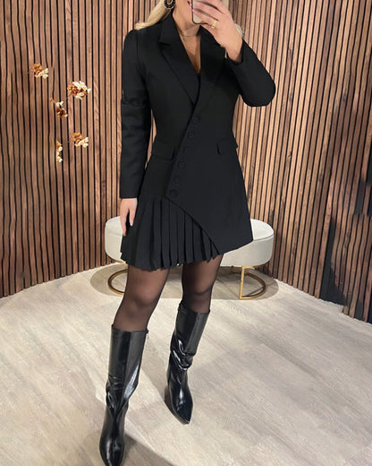 Vestido Liso de Solapa y Estilo Sastre