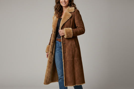 Isabella | Abrigo largo vintage con piel sintética
