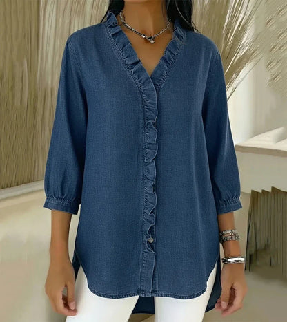 Adele | Blusa con escote en V y volantes