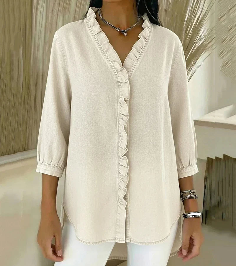Adele | Blusa con escote en V y volantes
