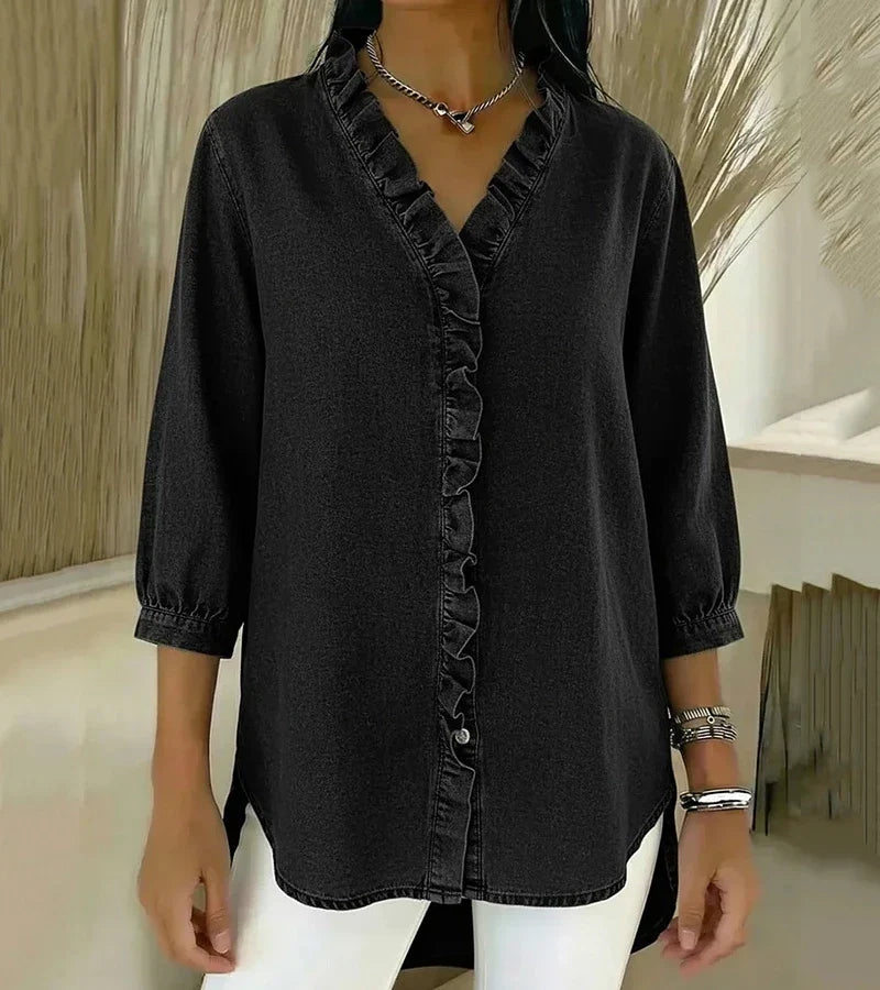 Adele | Blusa con escote en V y volantes