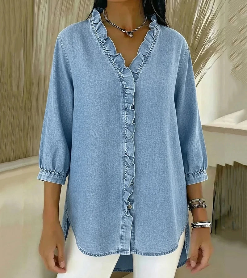 Adele | Blusa con escote en V y volantes