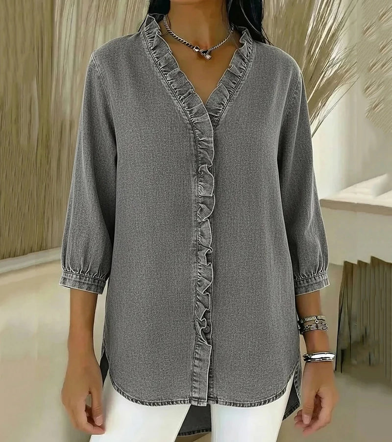 Adele | Blusa con escote en V y volantes