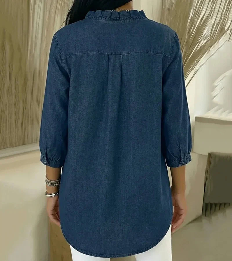 Adele | Blusa con escote en V y volantes