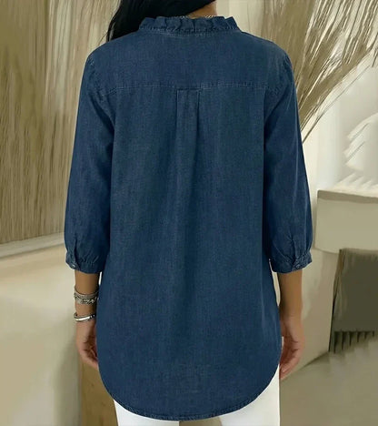 Adele | Blusa con escote en V y volantes