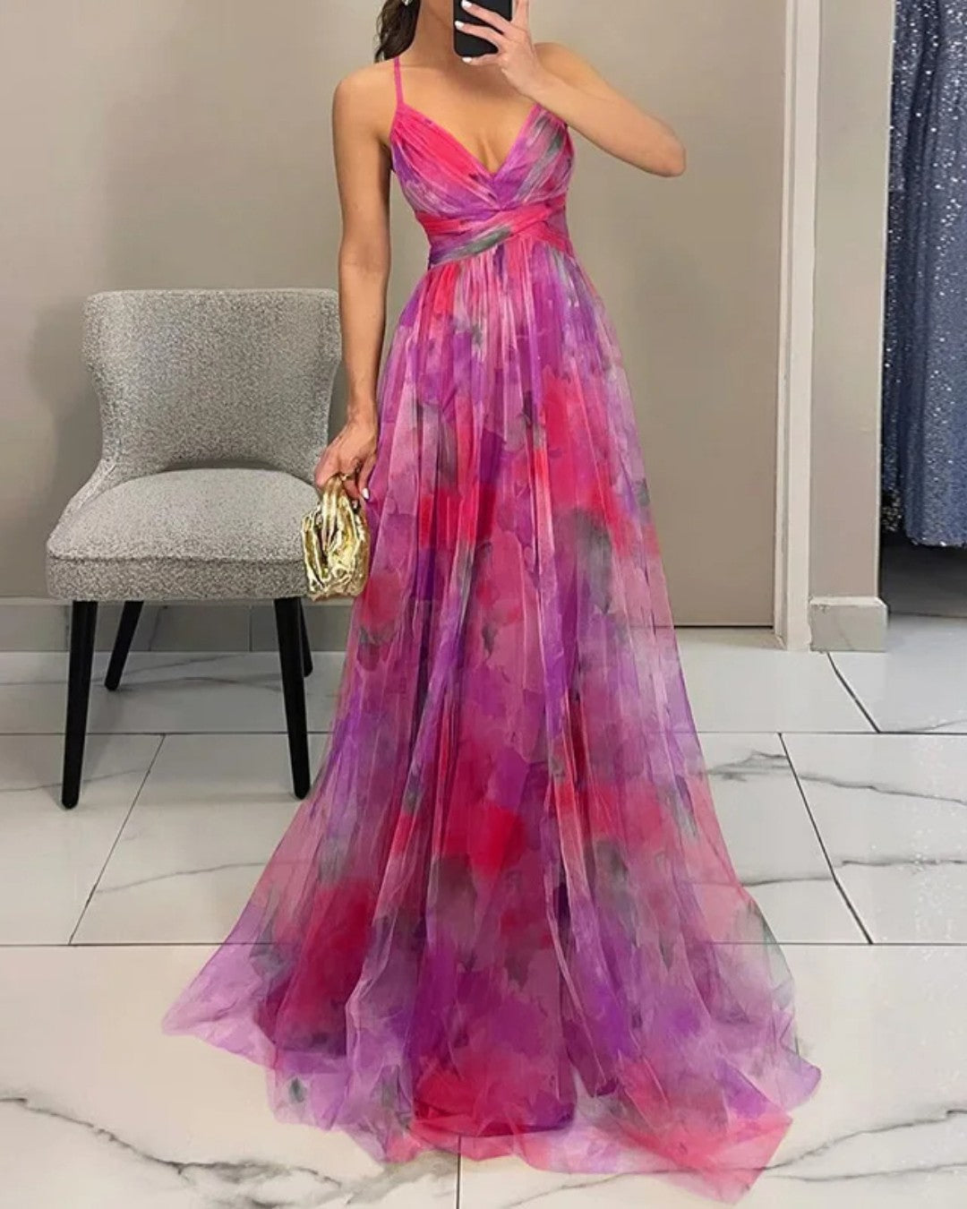 Giselle - Encantador Maxi Vestido con Estampado Floral