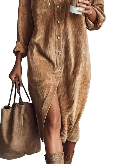Estela | Vestido midi de pana