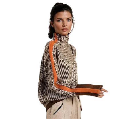 Lucía | Jersey de cuello alto con rayas en contraste