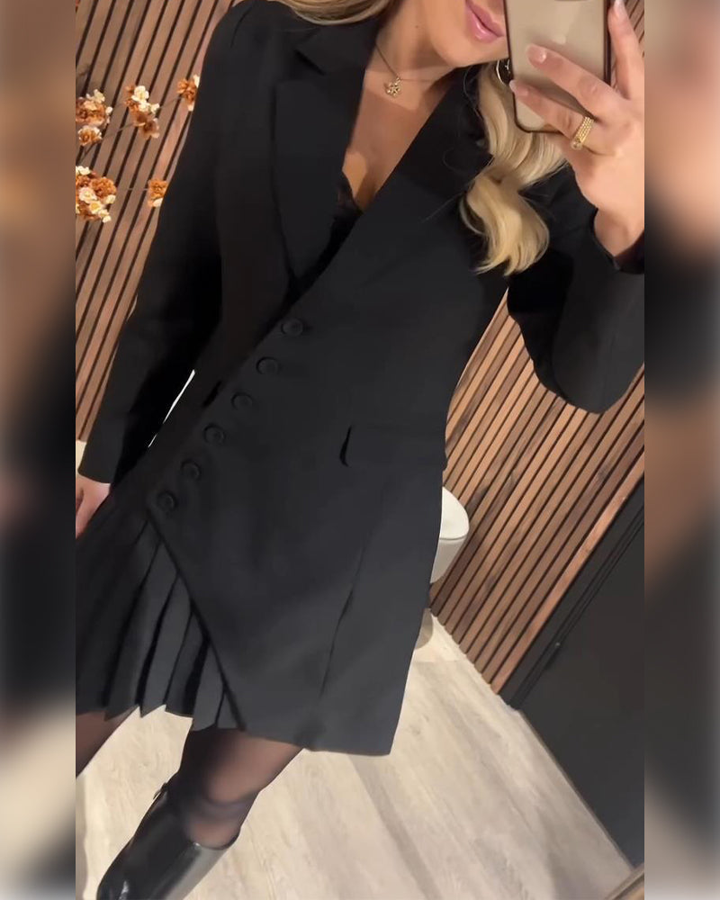 Vestido Liso de Solapa y Estilo Sastre