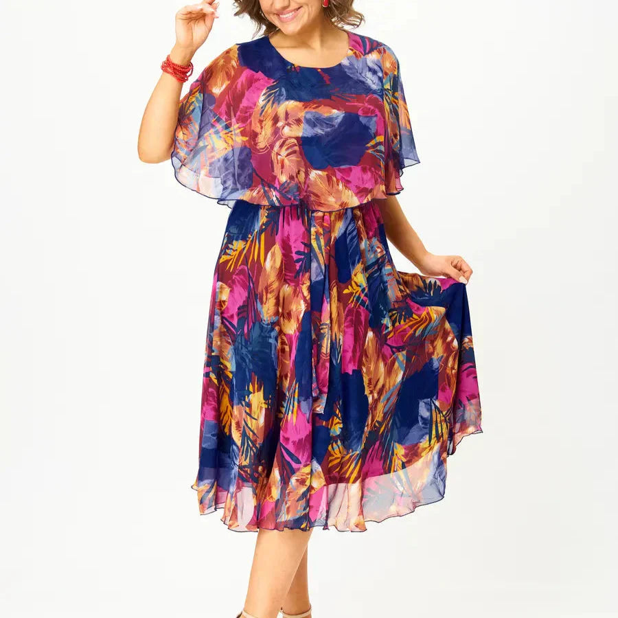 Barbara | Vestido de Gasa Talla Grande Cómodo