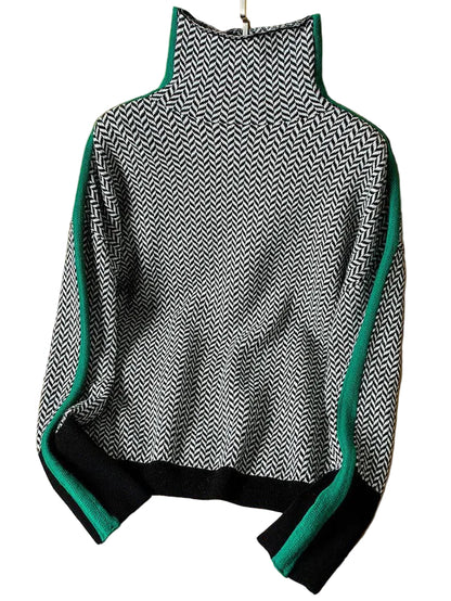 Lucía | Jersey de cuello alto con rayas en contraste