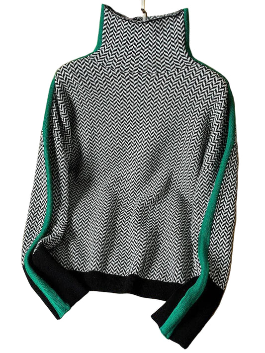 Lucía | Jersey de cuello alto con rayas en contraste