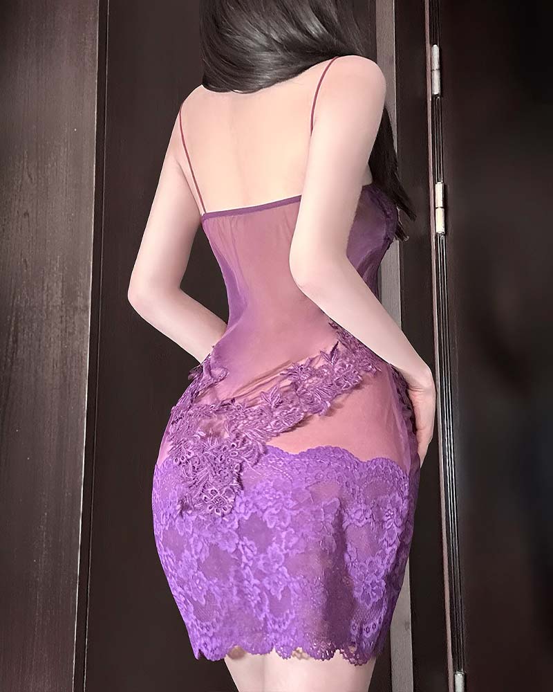 Camisón Sexy Liso de Encaje