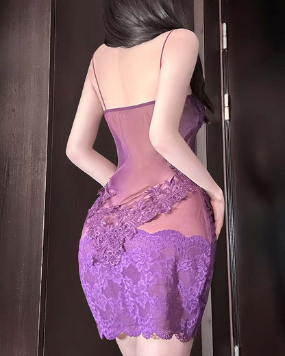 Camisón Sexy Liso de Encaje