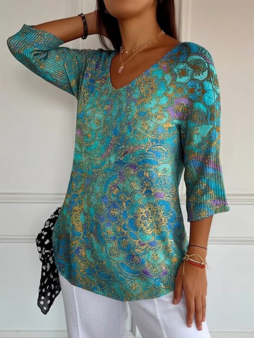 Bérangère™ — Blusa Fluida Elegante con Estampado Refinado
